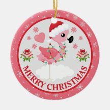 Inverno Flamingo de Natal Rosa e Vermelho