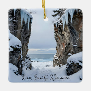 Ornamento De Cerâmica Inverno no Condado de Door Wisconsin Lembrança Sou