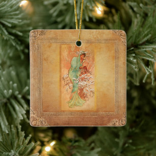 Ornamento De Cerâmica Inverno por Alphonse Mucha