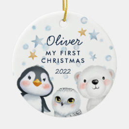 Ornamento De Cerâmica Inverno Snow Ártico Animais Baby 1rua Natal