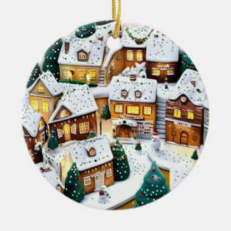 Ornamento De Cerâmica Inverno Village Wonderland Round Ornament acrílico