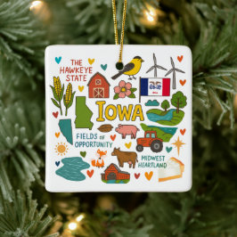 Ornamento De Cerâmica Iowa Custom Family Trip Christmas