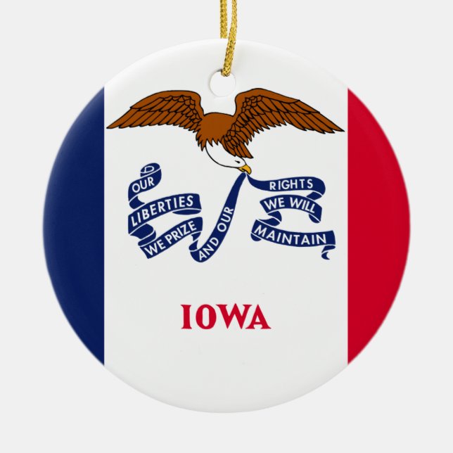 Ornamento De Cerâmica Iowa Flag (Frente)