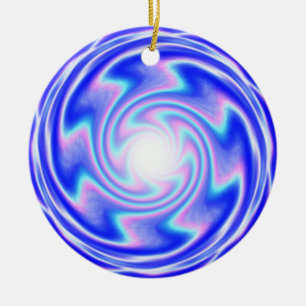 Ornamento De Cerâmica Ir para a luz - espiral azul (adicionar palavras)