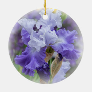 Ornamento De Cerâmica Íris com barba real - roxo e branco