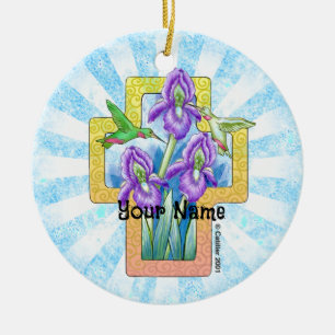 Ornamento De Cerâmica Iris Cross Christian Ornament