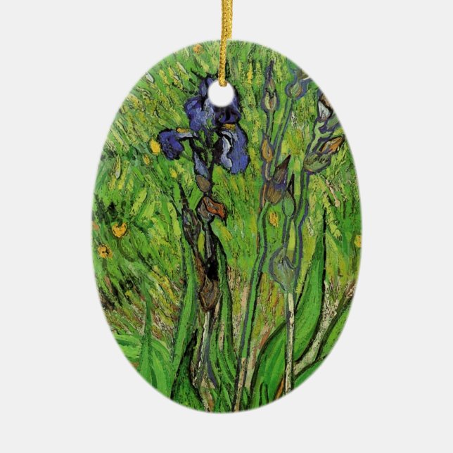 Ornamento De Cerâmica Íris de Vincent van Gogh, Flores de Jardim Antigo (Frente)