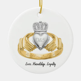 Ornamento De Cerâmica Irish Claddagh Ring Personalizado