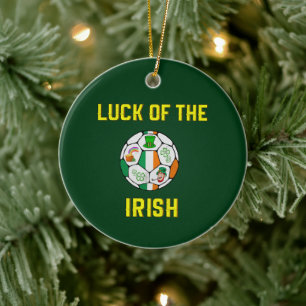 Ornamento De Cerâmica Irish Flag Soccer Ball - Sorte dos Irlandeses