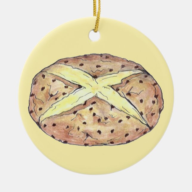 Ornamento De Cerâmica Irish Soda Bread Loaf Saint Patrick's Day Baking (Frente)