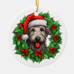 Ornamento De Cerâmica Irlandês Wolfhound Christmas Wreath