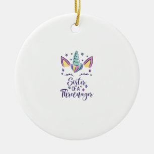 Ornamento De Cerâmica Irmã De Uma Menina Threenager Aniversário de 3 ano