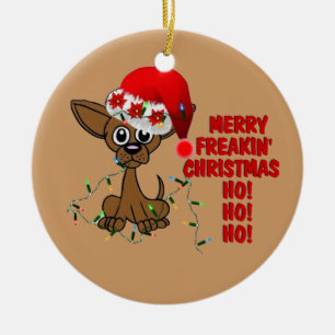 Ornamento De Cerâmica Irmão alegre do Natal de Freakin