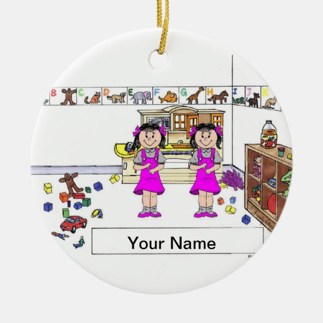 Ornamento De Cerâmica Irmãs Gêmeas (Frente)