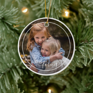 Ornamento De Cerâmica Irmãs Personalizadas de Modelo de Fotografia para