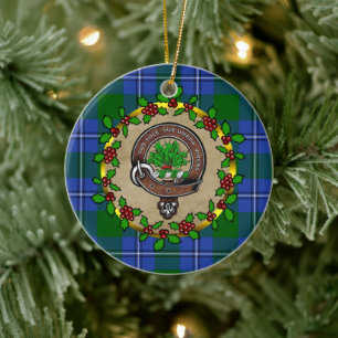Ornamento De Cerâmica Irvine Clan Crachá & Tartan Personalizado Natal
