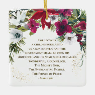 Ornamento De Cerâmica Isaiah 9:6 Para nós Uma criança é Nascer Bíbli