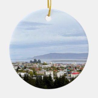 Ornamento De Cerâmica Islândia Reykjavik Cityscape Esja Photo