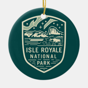 Ornamento De Cerâmica Isle Royale National Park Magical Night Emblem