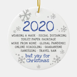 Ornamento De Cerâmica Isolamento da Pandemia de COVID Máscara 2020