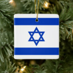 Ornamento De Cerâmica Israel sinaliza o azul e branco o patriota moderno<br><div class="desc">Israel sinaliza o ornamento cerâmico patriótico,  azul e branco. Disponível em muitas formas. Bandeira israelense.</div>