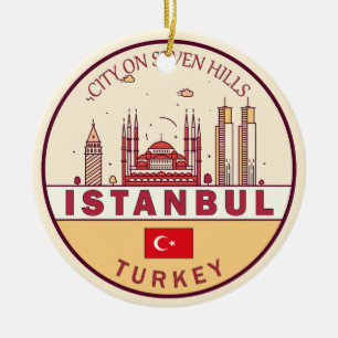 Ornamento De Cerâmica Istambul Turquia Cidade Skyline Emblem