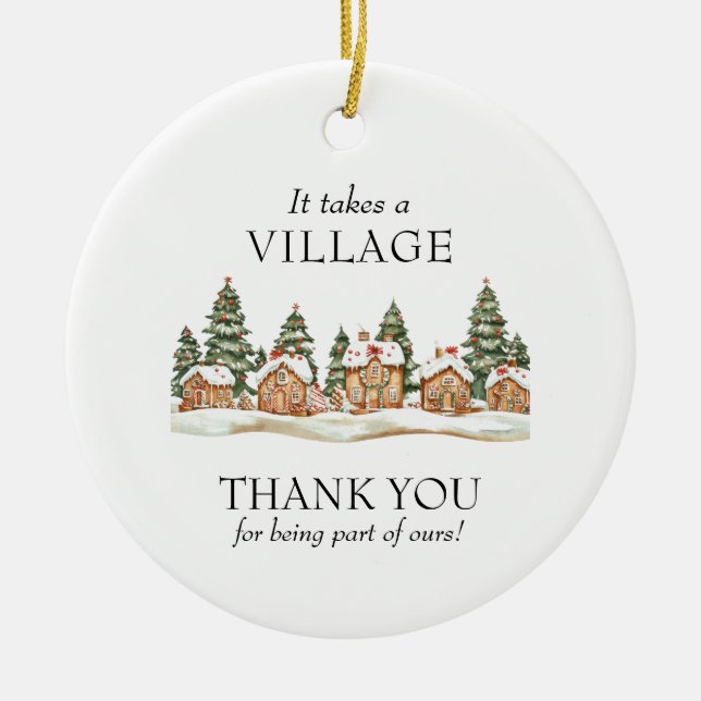 Ornamento De Cerâmica It Takes a Village Teacher Appreciation Christmas (Frente)