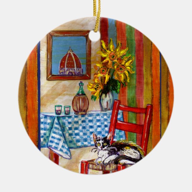 Ornamento De Cerâmica ITALIANA COZINHA EM FLORENÇA Eu adoro Toscânia Rub (Frente)