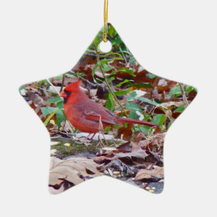 Ornamento De Cerâmica Itens de Natal do Cardeal Feliz