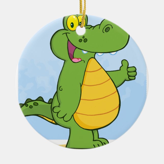 Ornamento De Cerâmica Jacaré ou crocodilo de sorriso (Frente)