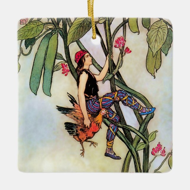 Ornamento De Cerâmica "Jack and the Beanstalk", por Warwick Goble (Frente)