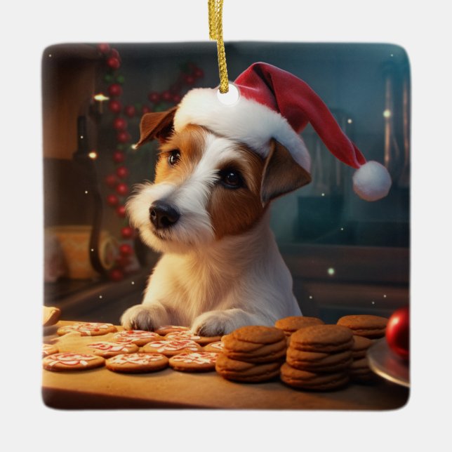 Ornamento De Cerâmica Jack Russell Natal Cookies Festas Festivas (Frente)