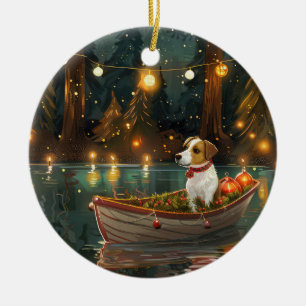 Ornamento De Cerâmica Jack Russell natalino Voyage festivo