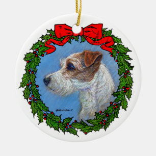 Ornamento De Cerâmica Jack Russell Terrier Art de Glenda S. Harlan