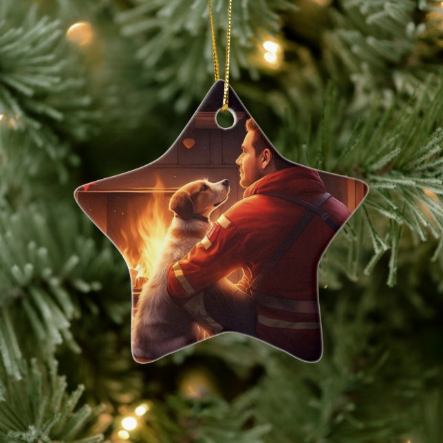 Ornamento De Cerâmica Jack Russell Terrier Bombeiro, Cachorrinho, Amante (Árvore)