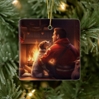 Ornamento De Cerâmica Jack Russell Terrier Fireman, Puppy, Pet Dog Lover