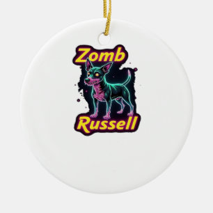 Ornamento De Cerâmica Jack Russell Terrier JRT Cão Zumbi Halloween Esse