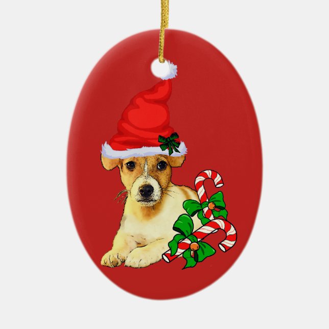 Ornamento De Cerâmica Jack Russell Terrier Natal (Frente)