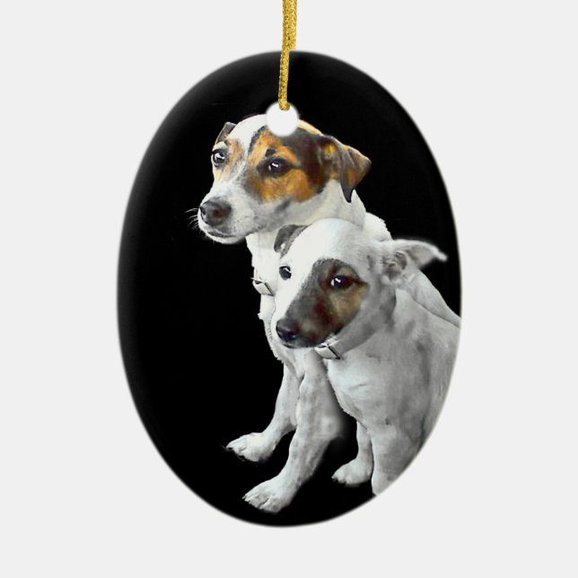 Ornamento De Cerâmica Jack Russell Terrier Ornament Two (Frente)