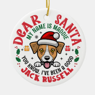 Ornamento De Cerâmica Jack Russell Terrier Papais noeis personalizados d
