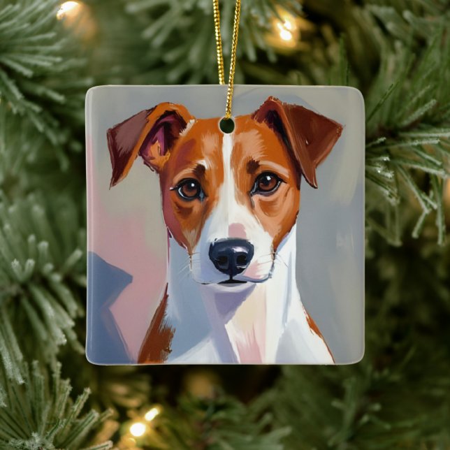 Ornamento De Cerâmica Jack Russell Terrier | Pintura de Cachorro Pet (Árvore)