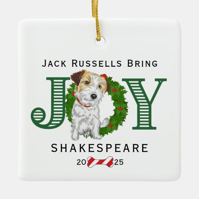 Ornamento De Cerâmica Jack Russells Traga Joy (Frente)