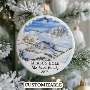 Ornamento De Cerâmica Jackson Hole Mountain Resort personalizado, Wyomin