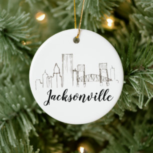 Ornamento De Cerâmica Jacksonville Florida Skyline Illustration Art