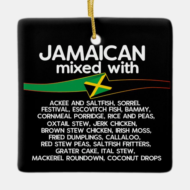 Ornamento De Cerâmica Jamaicano Misturado com Jamaica Proud Group (Frente)