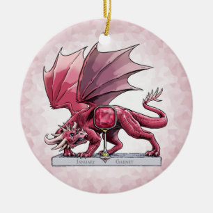 Ornamento De Cerâmica Janeiro Birthstone Dragon - Arnaço de Garnet