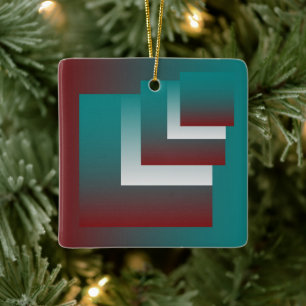 Ornamento De Cerâmica Janelas em branco teal burgundy