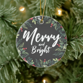 Ornamento De Cerâmica Jantar de Natal Temático de Folhagem Botânica