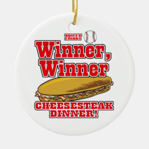 Ornamento De Cerâmica Janto Cheesesteak, vencedor do Baseball Filme