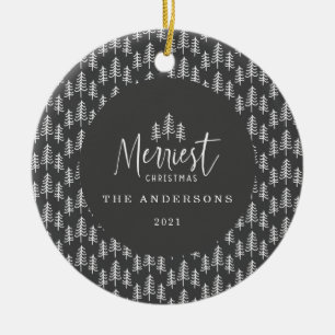 Ornamento De Cerâmica Japandi branco preto de Natal